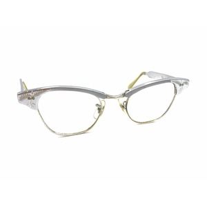USO US Optical Vintage Silver Chrome Alum Cat Eye Eyeglasses Frames 44-20 140